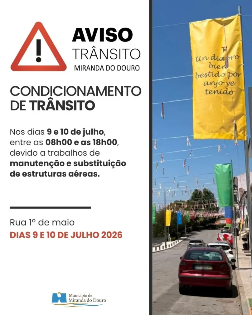 AVISO | Condicionamento de Trânsito na rua 1º de maio