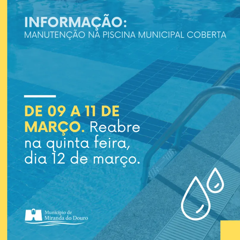 INFORMAÇÃO | Manutenção da Piscina Municipal Coberta